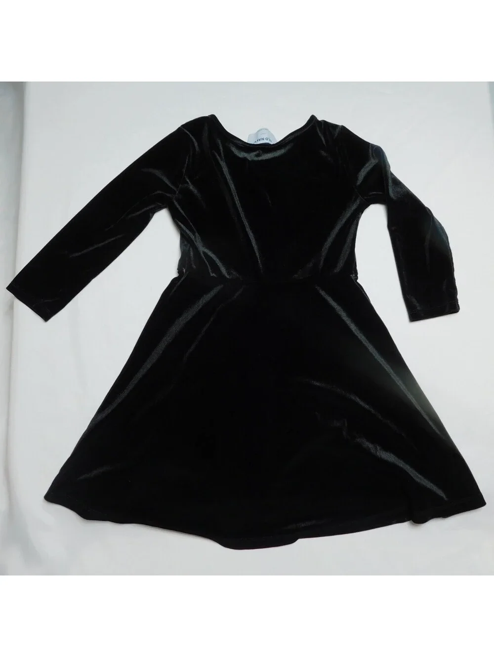 Old Navy Girls Black Velvet Long Sleeve Dress Size Small (6-7) Holiday Party